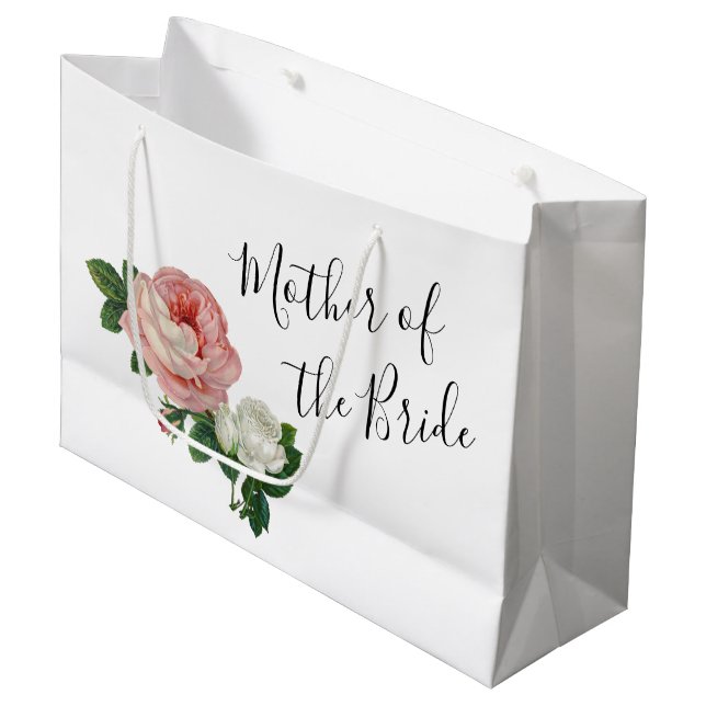 Elegante moderne Blume Rose Mutter der Braut Große Geschenktüte (Vorderseite Schrägansicht)