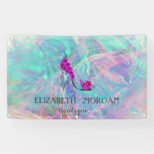 Elegante Moderne Blumen High Heel Holografisches O Banner
