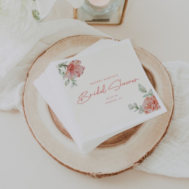 Elegante moderne Blumen-Script-Brautabschiedsparty Serviette (Von Creator hochgeladen)