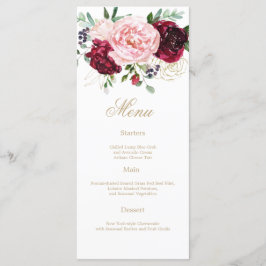 Elegante moderne, blumenfarbene Aquarellbilder Menükarte
