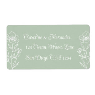 Elegante Moderne, blumengeschmückte Grüne Rücksend