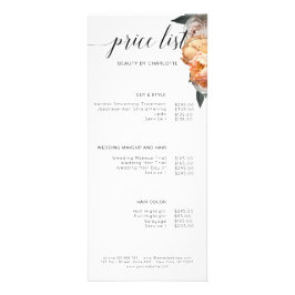 Elegante, moderne, blumengeschmückte Preisliste Werbekarte