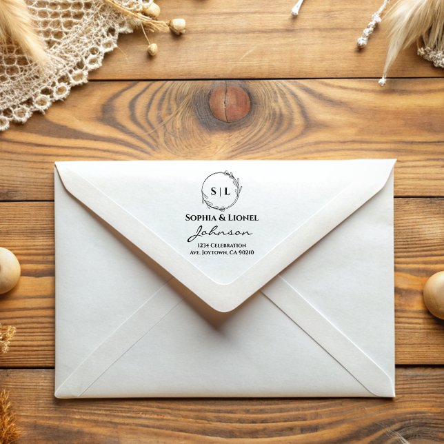 Elegante Moderne Blumenhochzeit-Rücksendeadresse Gummistempel (Von Creator hochgeladen)