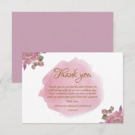 Elegante moderne Blumenrosa Hochzeit Dankeschön Ka Dankeskarte