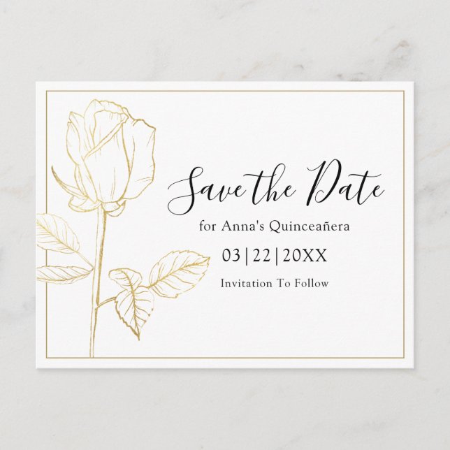 Elegante Moderne Blumenschlucht Save the Date Postkarte (Vorderseite)