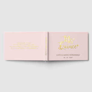 Elegante Moderne Blush Quinceñera Gästebuch