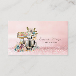 Elegante moderne Bokeh Bäckerei Kuchen Mixer Blume Visitenkarte