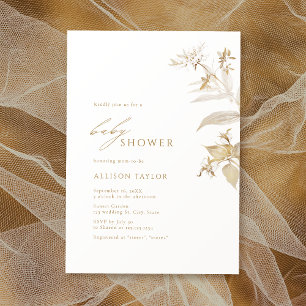 Elegante moderne botanische Baby-Dusche aus Gold Einladung