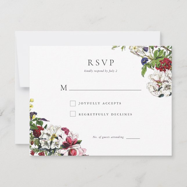Elegante moderne botanische Grünanlagen RSVP Karte (Vorderseite)