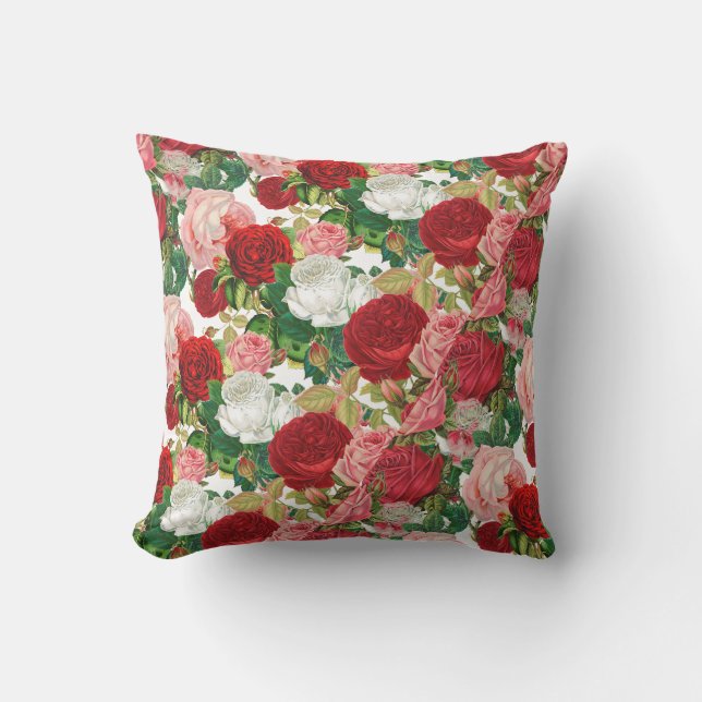 Elegante Moderne botanische Grüne Blume Kissen (Vorderseite)