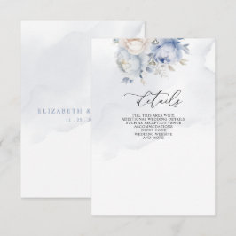 Elegante Moderne Botanische Hochzeit der Blauen Fl Begleitkarte