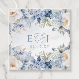 Elegante Moderne Botanische Hochzeit der Blauen Fl Geschenkanhänger