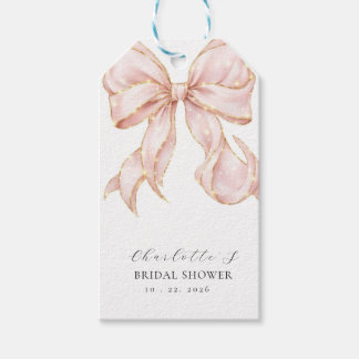 Elegante, moderne Brautparty rosa Schleife. Geschenkanhänger