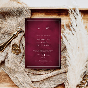 Elegante moderne burgunderrote Hochzeit Einladung