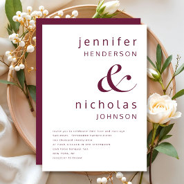 Elegante moderne Burgundy Wedding Einladung