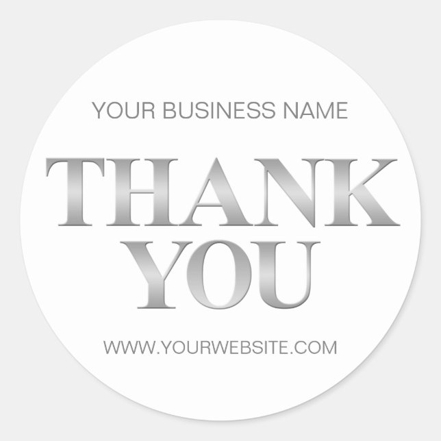 Elegante moderne Business Black Silver DANK Runder Aufkleber (Vorderseite)