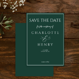 Elegante moderne Callighraphy Script Emerald Green Save The Date