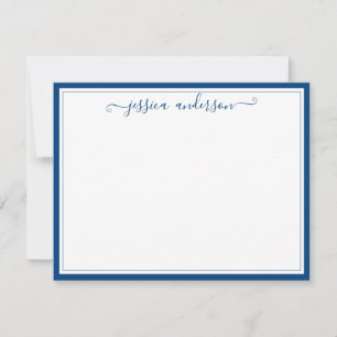 Elegante Moderne Chic Girly Classic Navy Blue Scri Mitteilungskarte