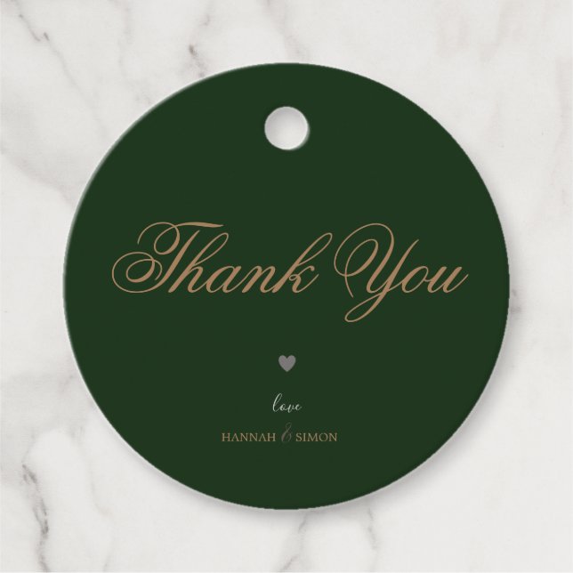 Elegante Moderne Classic Emerald Green Gold Weddin Geschenkanhänger (Vorderseite)