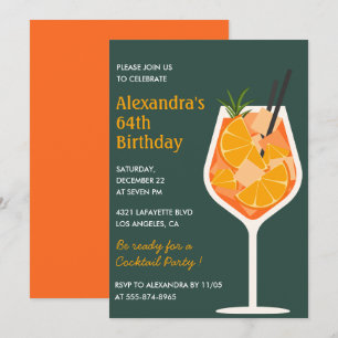Elegante moderne Cocktail-Einladungen zum 64. Gebu Einladung