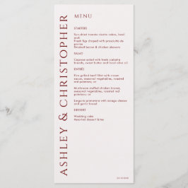 Elegante Moderne Crimson Red Wedding Menükarte