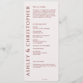 Elegante Moderne Crimson Red Wedding Programm