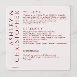 Elegante Moderne Crimson Red Wedding Programm