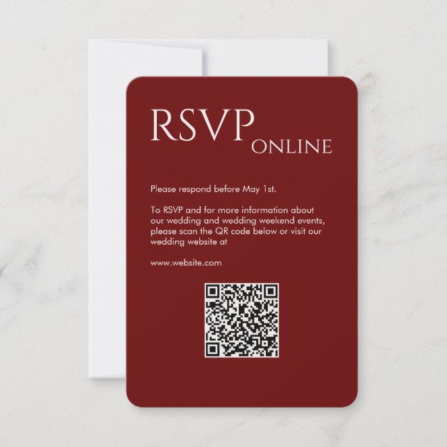 Elegante Moderne Crimson Red Wedding RSVP Karte (Vorderseite)
