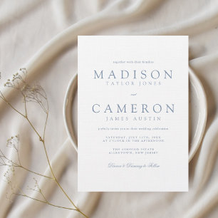 Elegante Moderne Delikate, Dusty Blue Wedding Einladung