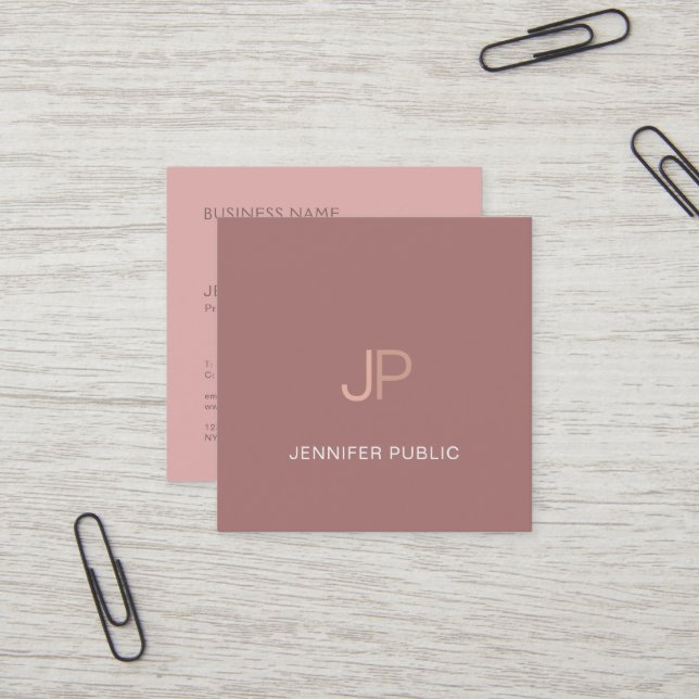 Elegante moderne Design Monogram Schlicht Luxus Quadratische Visitenkarte (Vorderseite/Rückseite Beispiel)