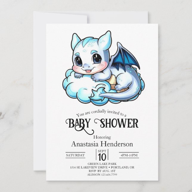 Elegante moderne Digital Dragon Baby Dusche Einladung (Vorderseite)