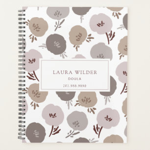 Elegante Moderne Doula Rose Taupe Blumenmuster Planer