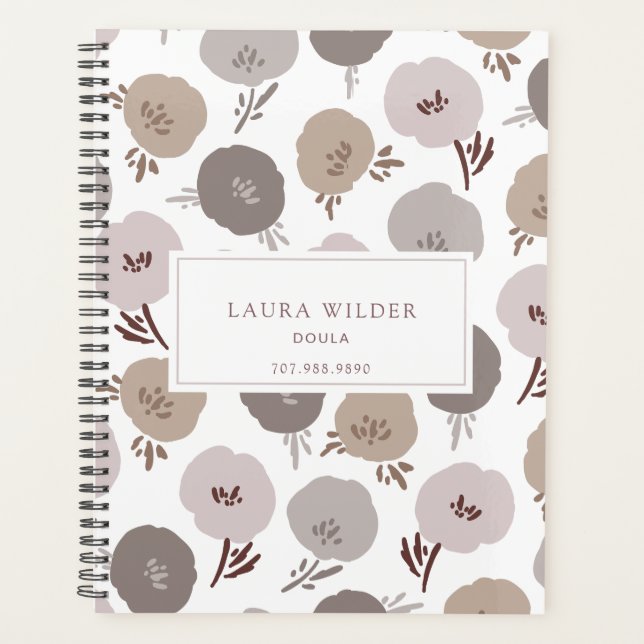 Elegante Moderne Doula Rose Taupe Blumenmuster Planer (Vorderseite)