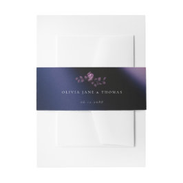 Elegante Moderne Dunkle Lila Blumenhochzeit Einladungsbanderole