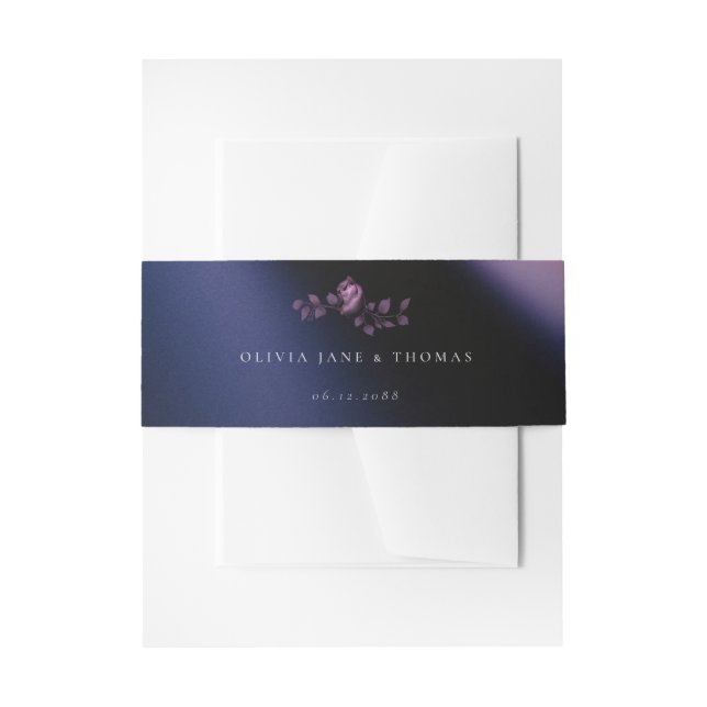Elegante Moderne Dunkle Lila Blumenhochzeit Einladungsbanderole (Vorderseite Beispiel)
