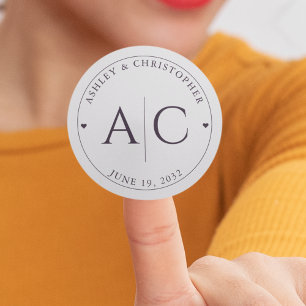 Elegante Moderne Dunkle Lila Hochzeit Runder Aufkleber