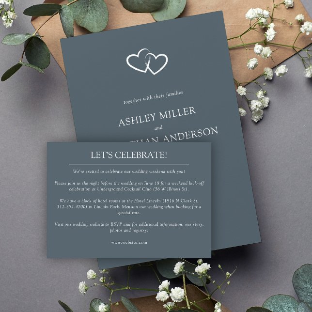 Elegante moderne, einfache Elemente Hochzeit Begleitkarte (Von Creator hochgeladen)