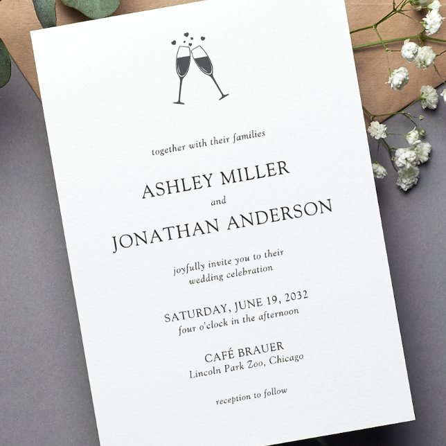 Elegante moderne, einfache Elemente Hochzeit Einladung (Von Creator hochgeladen)