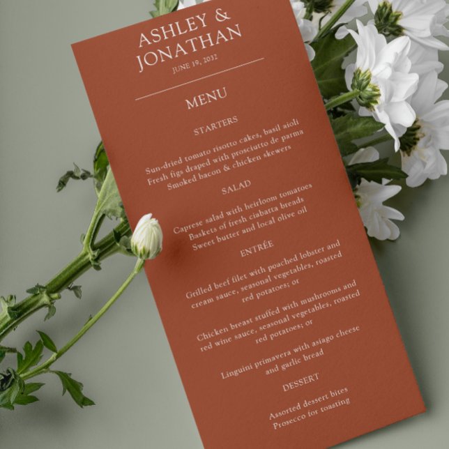 Elegante moderne, einfache Elemente Hochzeit Menükarte (Von Creator hochgeladen)