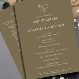 Elegante moderne, einfache Elemente Hochzeit Programm