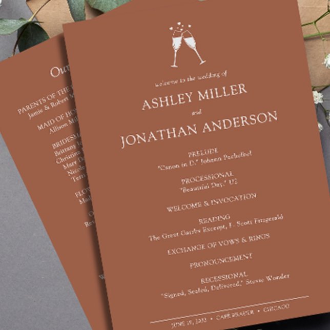 Elegante moderne, einfache Elemente Hochzeit Programm (Von Creator hochgeladen)