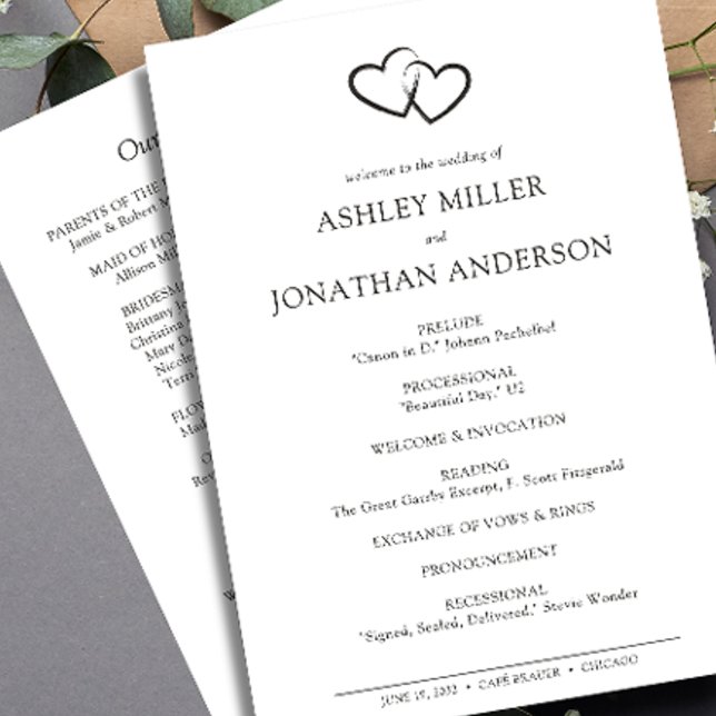 Elegante moderne, einfache Elemente Hochzeit Programm (Von Creator hochgeladen)
