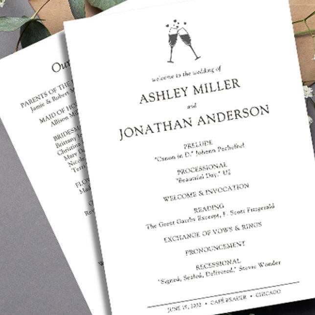 Elegante moderne, einfache Elemente Hochzeit Programm (Von Creator hochgeladen)