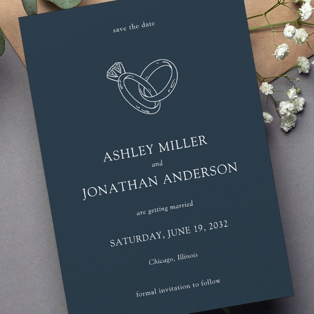 Elegante moderne, einfache Elemente Hochzeit Save The Date (Von Creator hochgeladen)