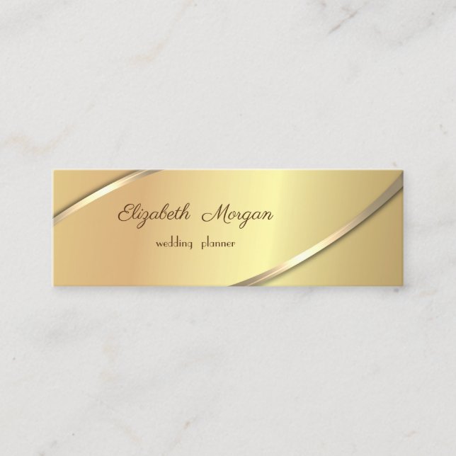 Elegante moderne, einfache, goldene Streifen Mini Visitenkarte (Vorderseite)