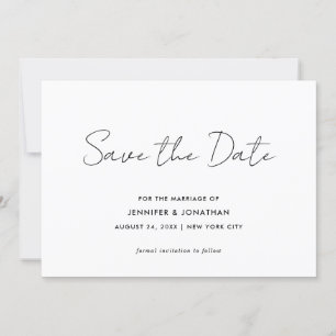 Elegante moderne, einfache Schwarz-Weiß-Typografie Save The Date