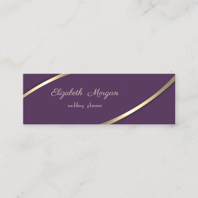 Elegante moderne, einfache, violette und goldene S Mini Visitenkarte (Vorderseite)