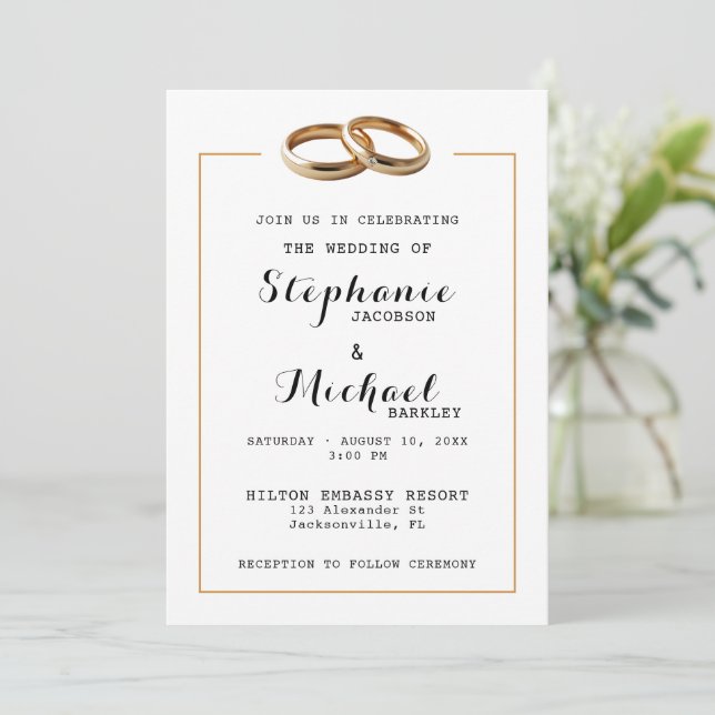 Elegante, moderne Einladung zu Hochzeiten (Stehend Vorderseite)