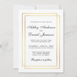Elegante, moderne Einladung zur Hochzeit in Schwar