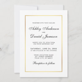Elegante, moderne Einladung zur Hochzeit in Schwar